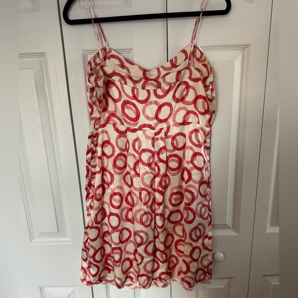 Juicy Couture size 12 Silk cream and red circle print spaghetti strap mini dress - Picture 4 of 8